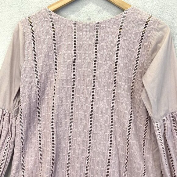 Sana Abbas Beaded Tunic Top Blouse Women's Size Small Lavender Purple Pleated - Picture 8 of 8